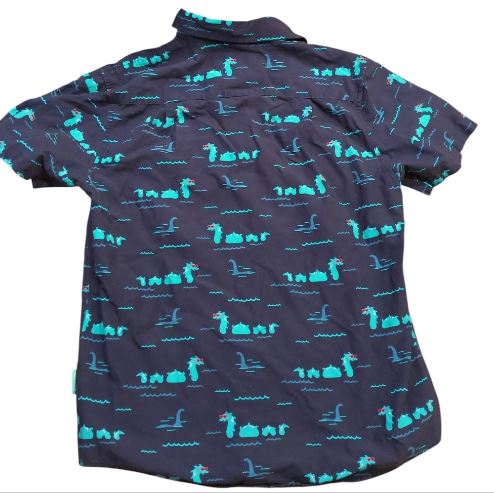 Tipsy Elves "Nothin But Nessy" Hawaiian Shirt, Men XS, Cotton Button Up - Picture 9 of 13
